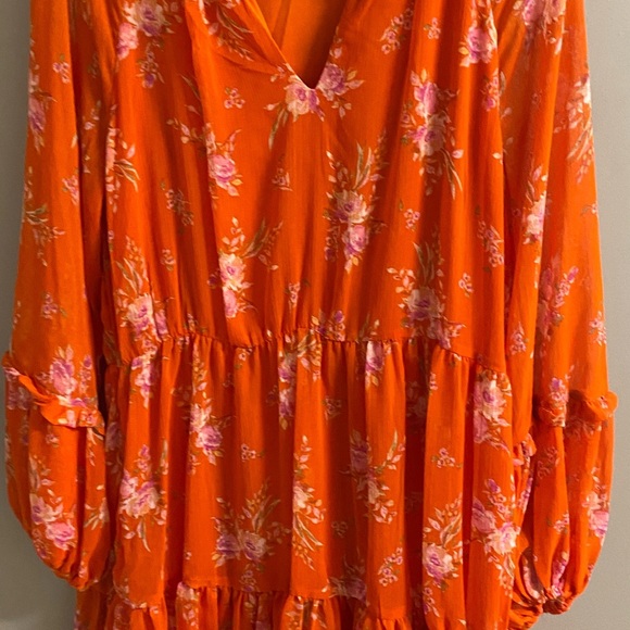 Vince Camuto Orange Floral Blouse - Picture 1 of 4